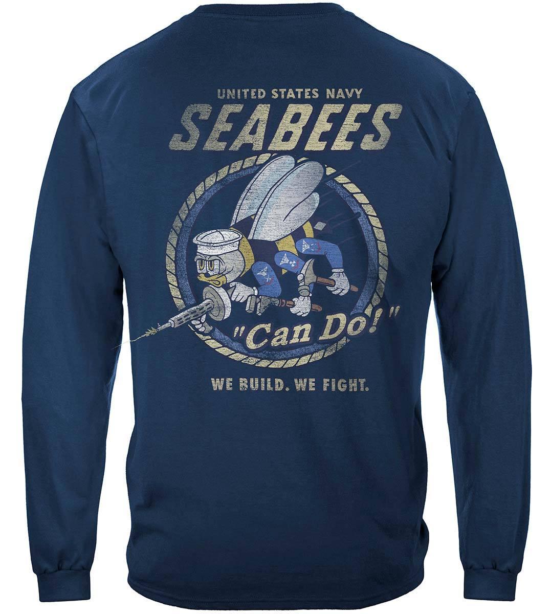 US NAVY Vintage Sea Bees United States Navy USN Premium Hoodie - Military Republic