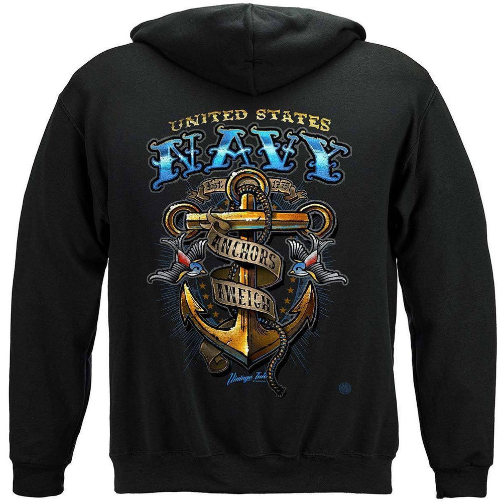 US NAVY Vintage Tattoo Classic Anchor United States Navy USN Premium Long Sleeve - Military Republic
