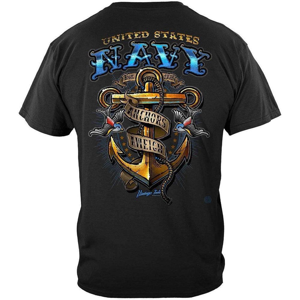 US NAVY Vintage Tattoo Classic Anchor United States Navy USN Premium Long Sleeve - Military Republic