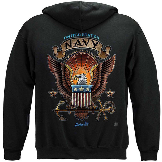 US NAVY Vintage Tattoo Classic Logo United States Navy USN Premium Hoodie - Military Republic