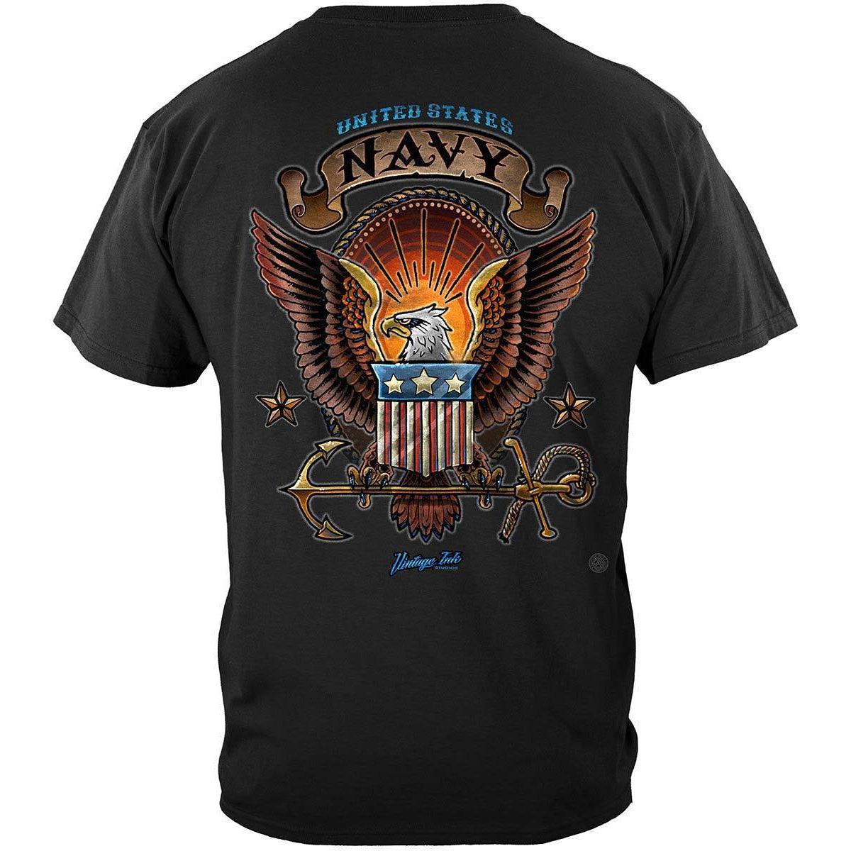 US NAVY Vintage Tattoo Classic Logo United States Navy USN Premium Long Sleeve - Military Republic