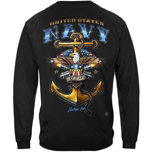 US NAVY Vintage Tattoo United States Navy USN Premium Long Sleeve - Military Republic