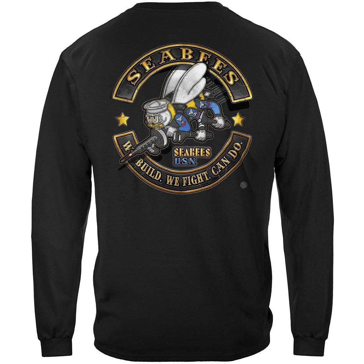 USN US NAVY Sea Bees Biker MC Premium Long Sleeve - Military Republic