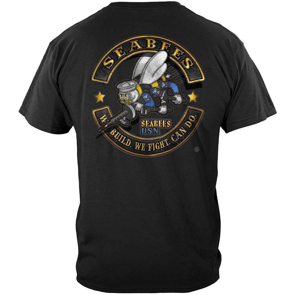 USN US NAVY Sea Bees Biker MC Premium T-Shirt - Military Republic