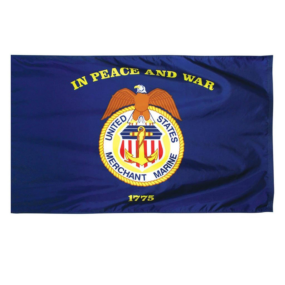 U.S. Merchant Marine Nylon Outdoors Flag- Sizes 2'x3'/ 3'x5'/ 4'x6'/ 5'x8' /6'x10' - Military Republic