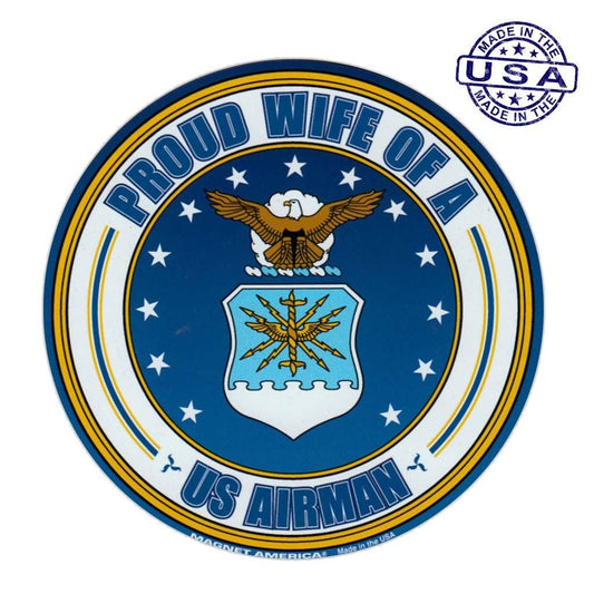 United States Air Force Proud Husband of a US Airman Magnet Round 5" - Military Republic