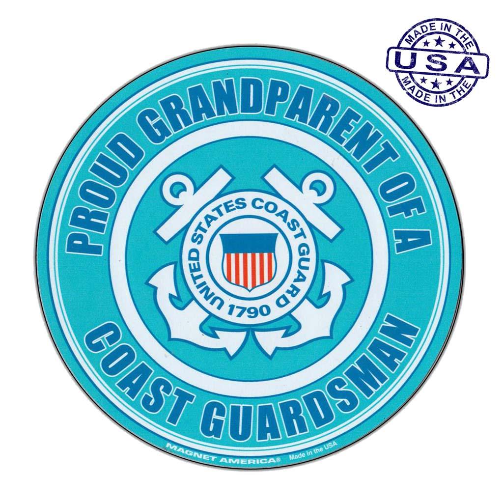 United States Coast Guard Proud Grandparent Magnet Round 5" - Military Republic
