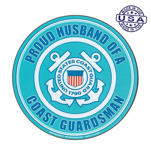 United States Coast Guard Proud Husband Magnet Round 5" - Military Republic