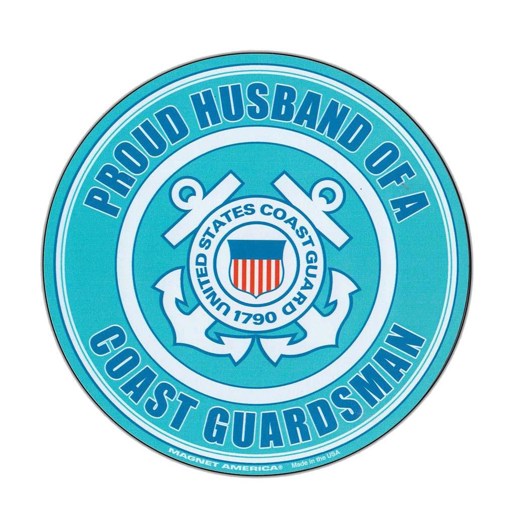 United States Coast Guard Proud Husband Magnet Round 5" - Military Republic