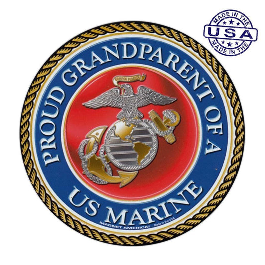 United States Marine Proud Grandparent of a Marine Magnet Round 5" - Military Republic