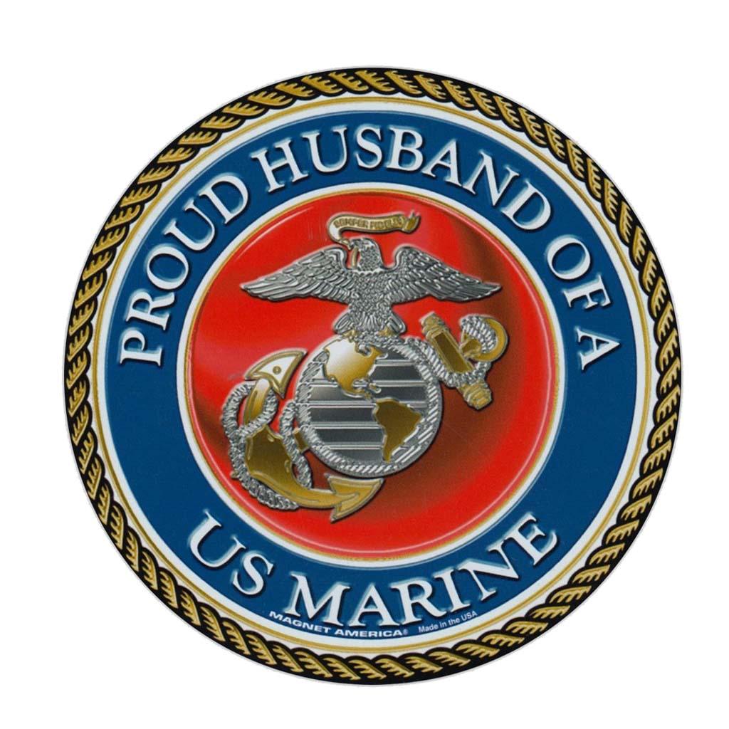 United States Marine Proud Husband of a Marine Magnet Round 5" - Military Republic