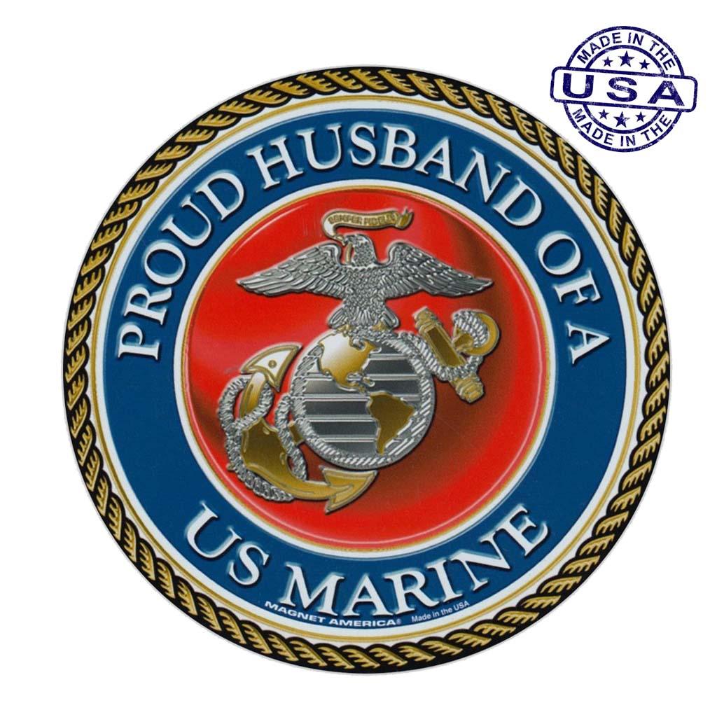 United States Marine Proud Husband of a Marine Magnet Round 5" - Military Republic