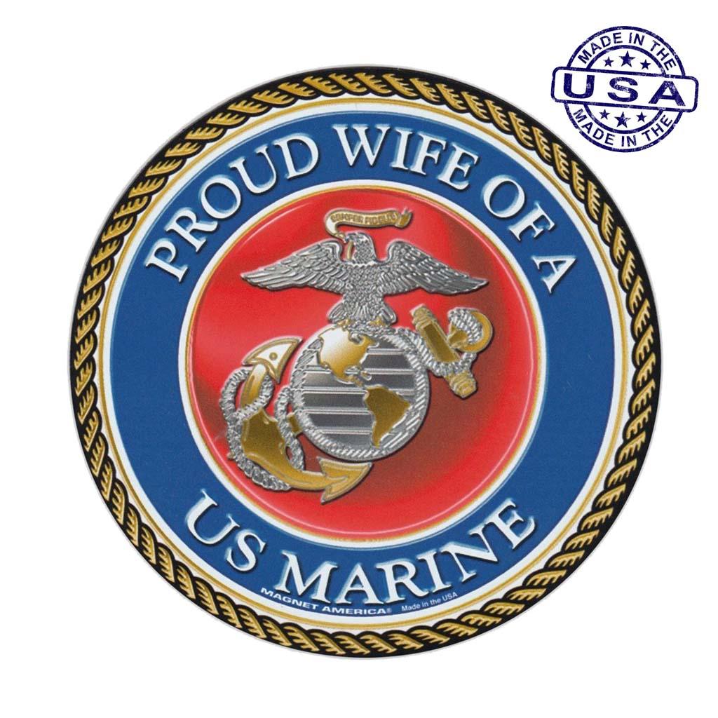 United States Marine Proud Wife of a US Marine Magnet Round 5" - Military Republic