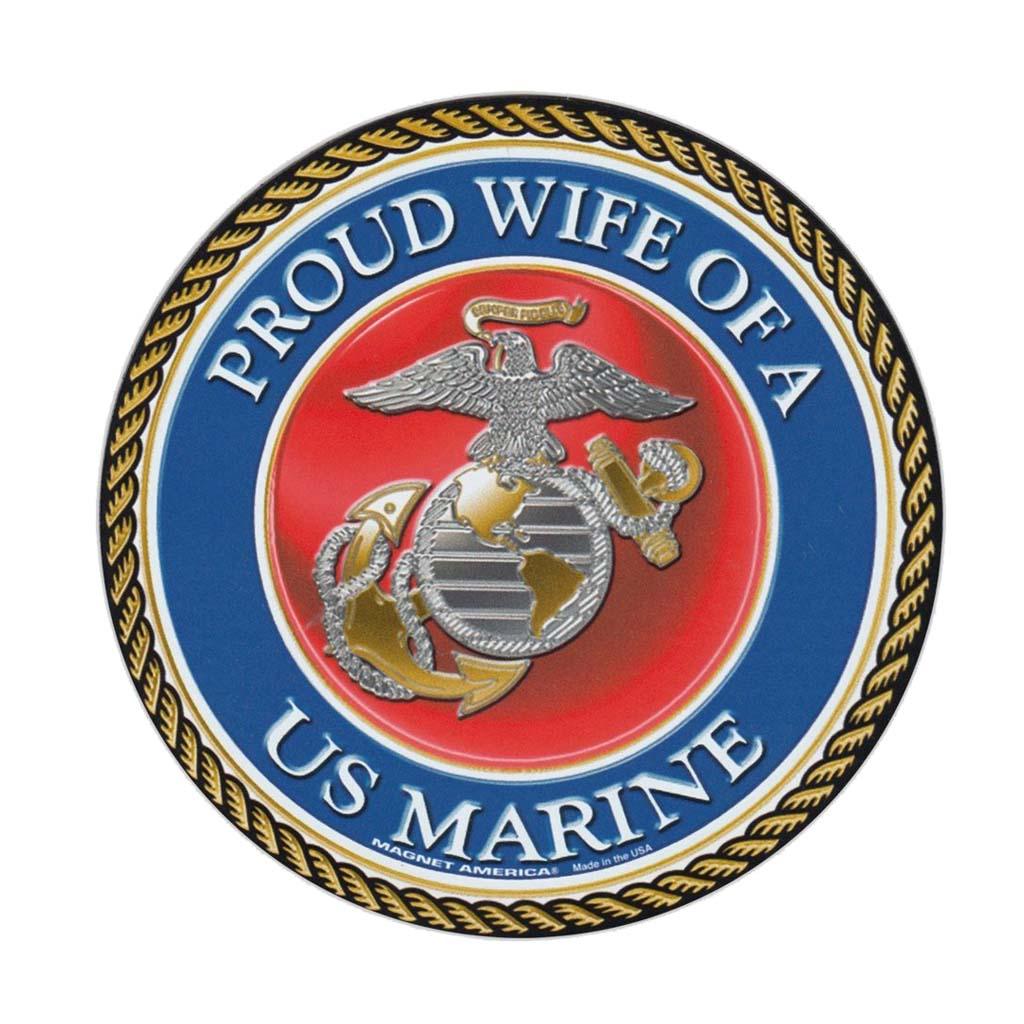 United States Marine Proud Wife of a US Marine Magnet Round 5" - Military Republic