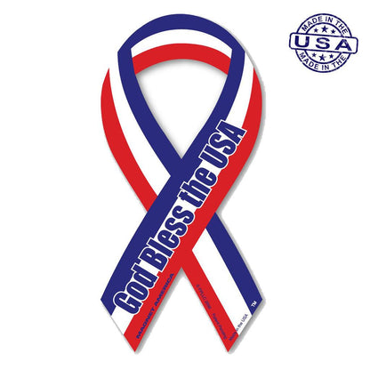 United States Patriotic God Bless the USA Magnet Ribbon (4" x 8") - Military Republic