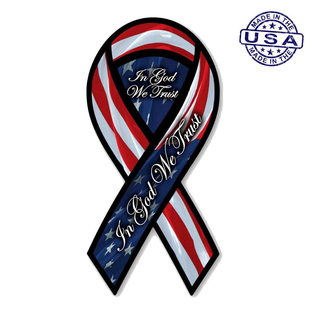 United States Patriotic In God We Trust Magnet Ribbon 4" x 8" - Military Republic