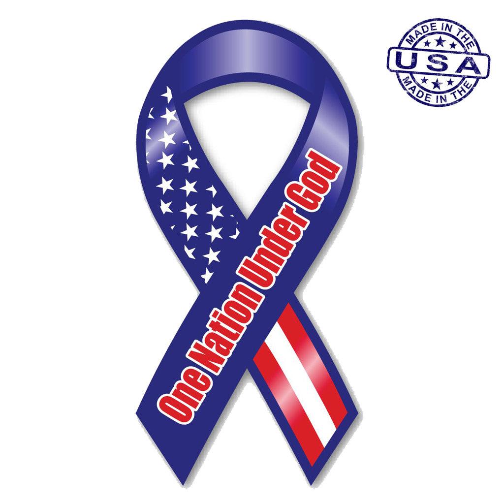 United States Patriotic One Nation Under God Ribbon Magnet (3.88" x 8") - Military Republic