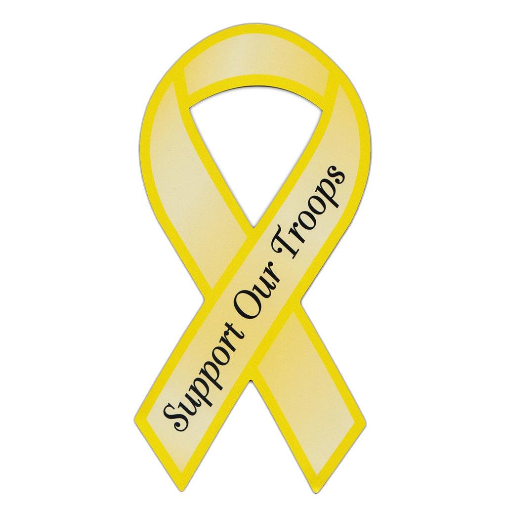 United States Patriotic Support our Troops Yellow Ribbon Magnet (3.88" x 8") - Military Republic