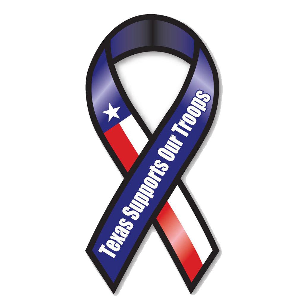 United States Patriotic Texas Supports Our Troops Ribbon Magnet (3.88" x 8") - Military Republic