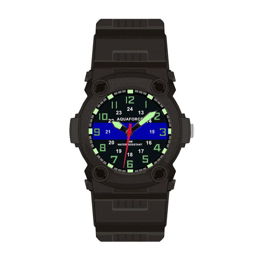 United States Police Thin Blue Line Police Officer Rugged PU Rubber Watch (50M Water Resistant) - Military Republic