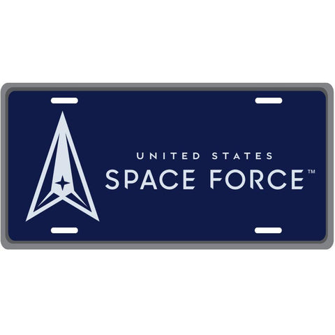 United States Space Force on Blue Metal License Plate - Military Republic
