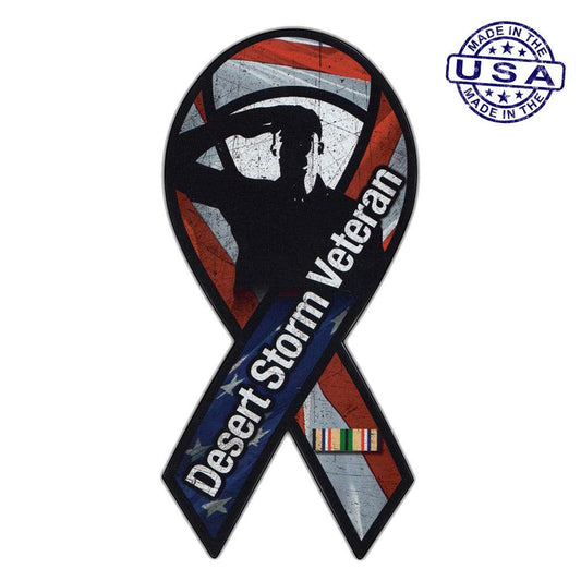 United States Veteran Desert Storm Black and Red Ribbon Magnet (3.75" x 8") - Military Republic