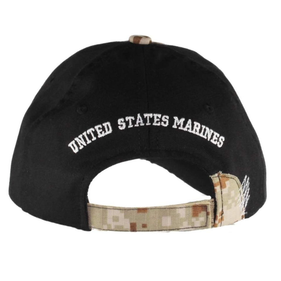 Black Streak Stressed Camo USMC Cap - Military Republic