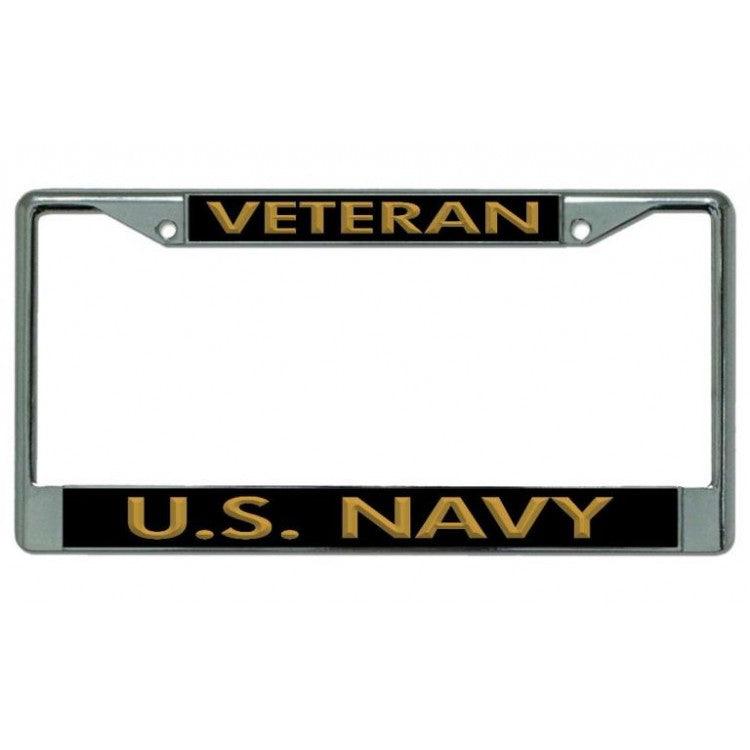 Veteran U.S. Navy Chrome License Plate Frame - Military Republic
