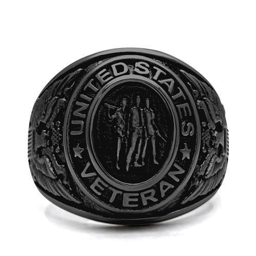 US Vietnam Veteran Stainless Steel Black Ion Plated Ring - Military Republic