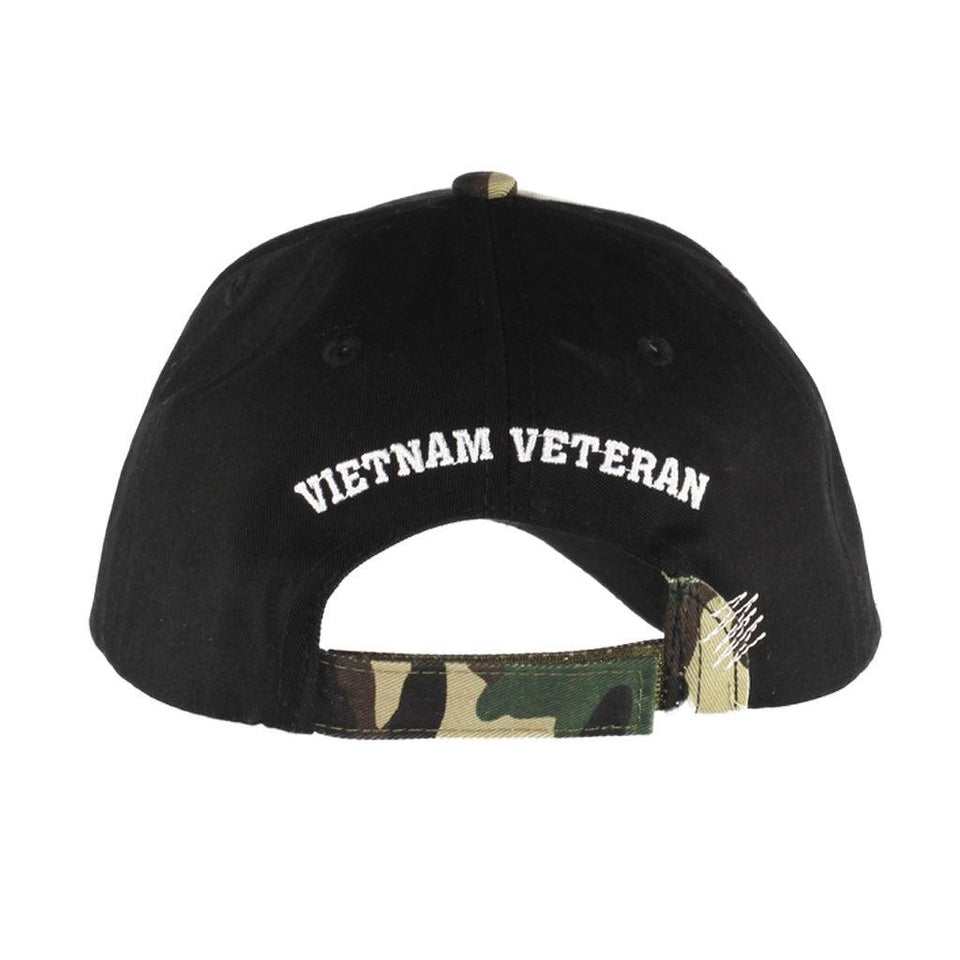 United States Vietnam Veteran Camo & Black Distressed Cap - Military Republic