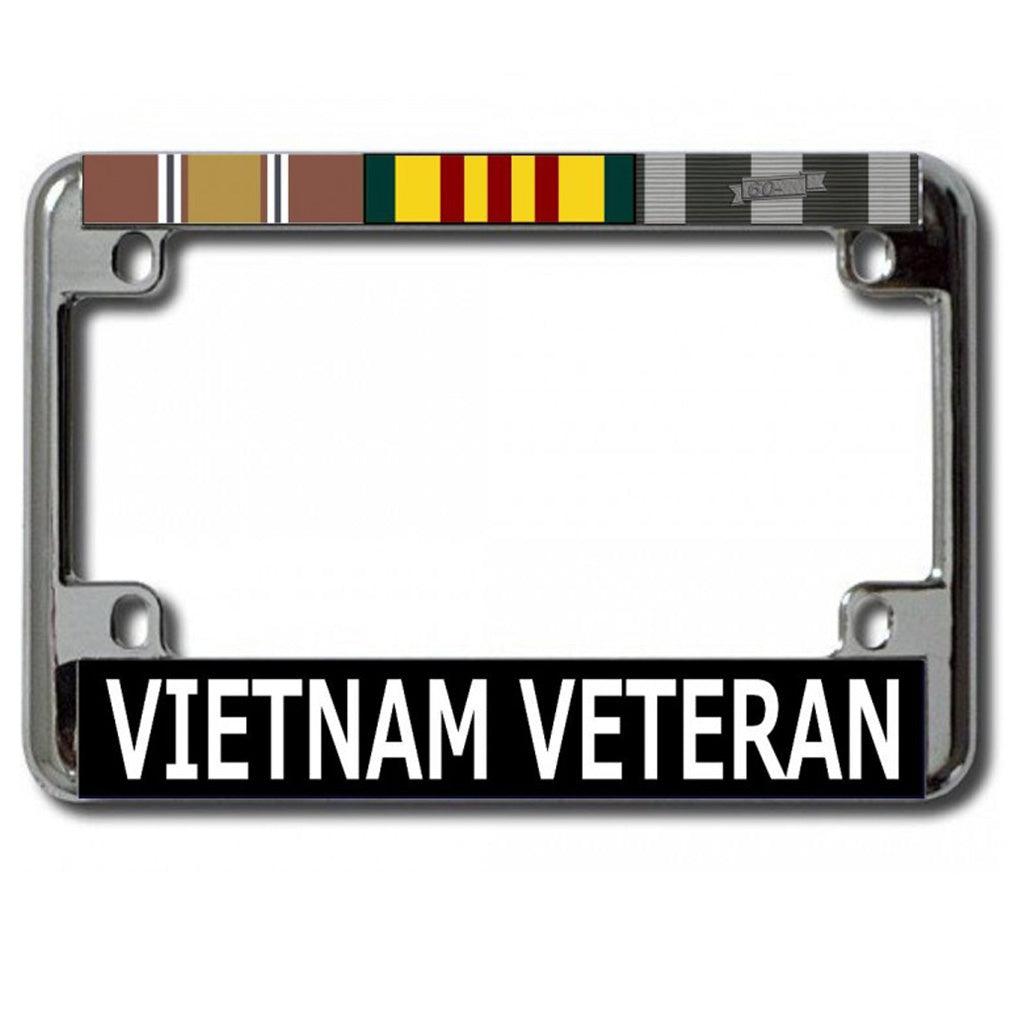 Vietnam Veteran Chrome Motorcycle License Plate Frame - Military Republic