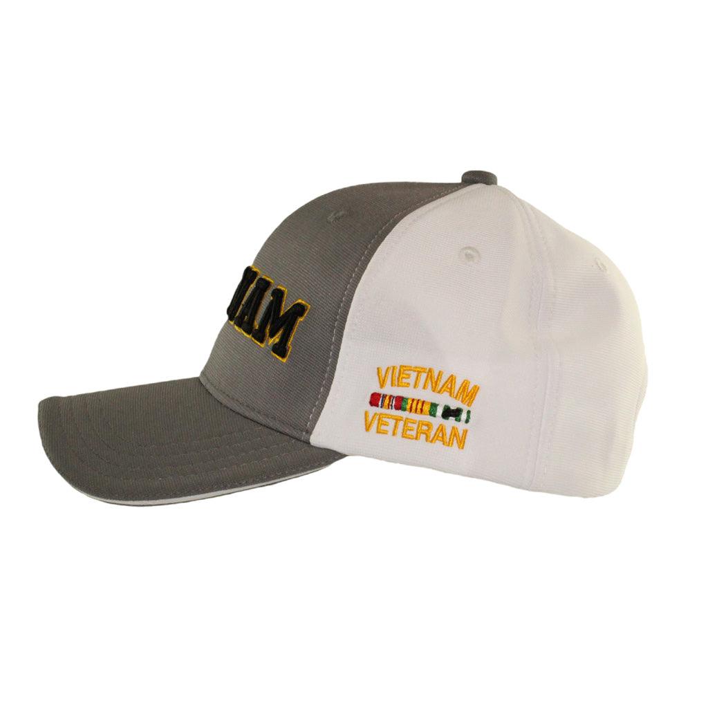Vietnam Veteran Gray & White Performance Cap - Military Republic