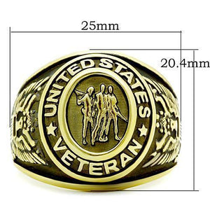 US Vietnam Veteran Stainless Steel Gold Plated Ring - Military Republic