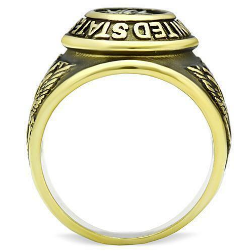 US Vietnam Veteran Stainless Steel Gold Plated Ring - Military Republic