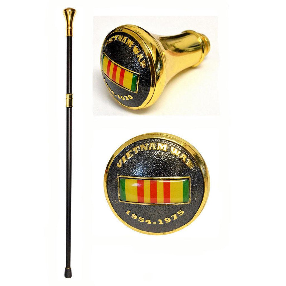 Vietnam Veteran Memorial Medallion Walking Stick/Cane Military Republic