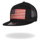 Black Vintage American Flag All Black Snap Back Mesh Hat - Military Republic