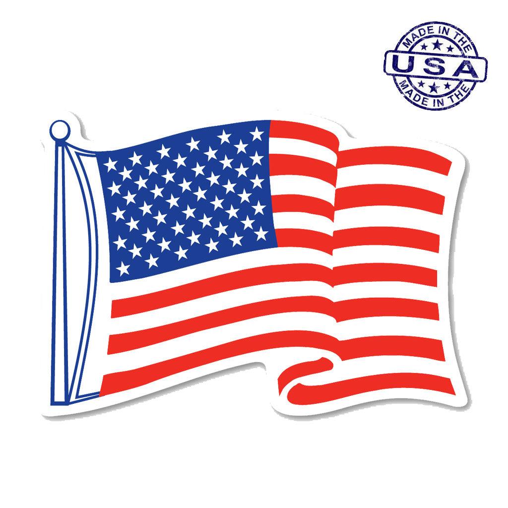 United States Patriotic Waving American Flag Sticker (7.75" x 5.5") - Military Republic