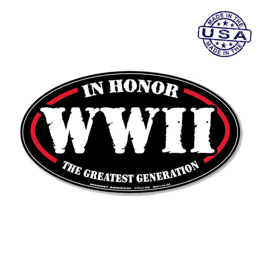 United States Veteran World War II in Honor Oval Magnet (5.5" x 3") - Military Republic