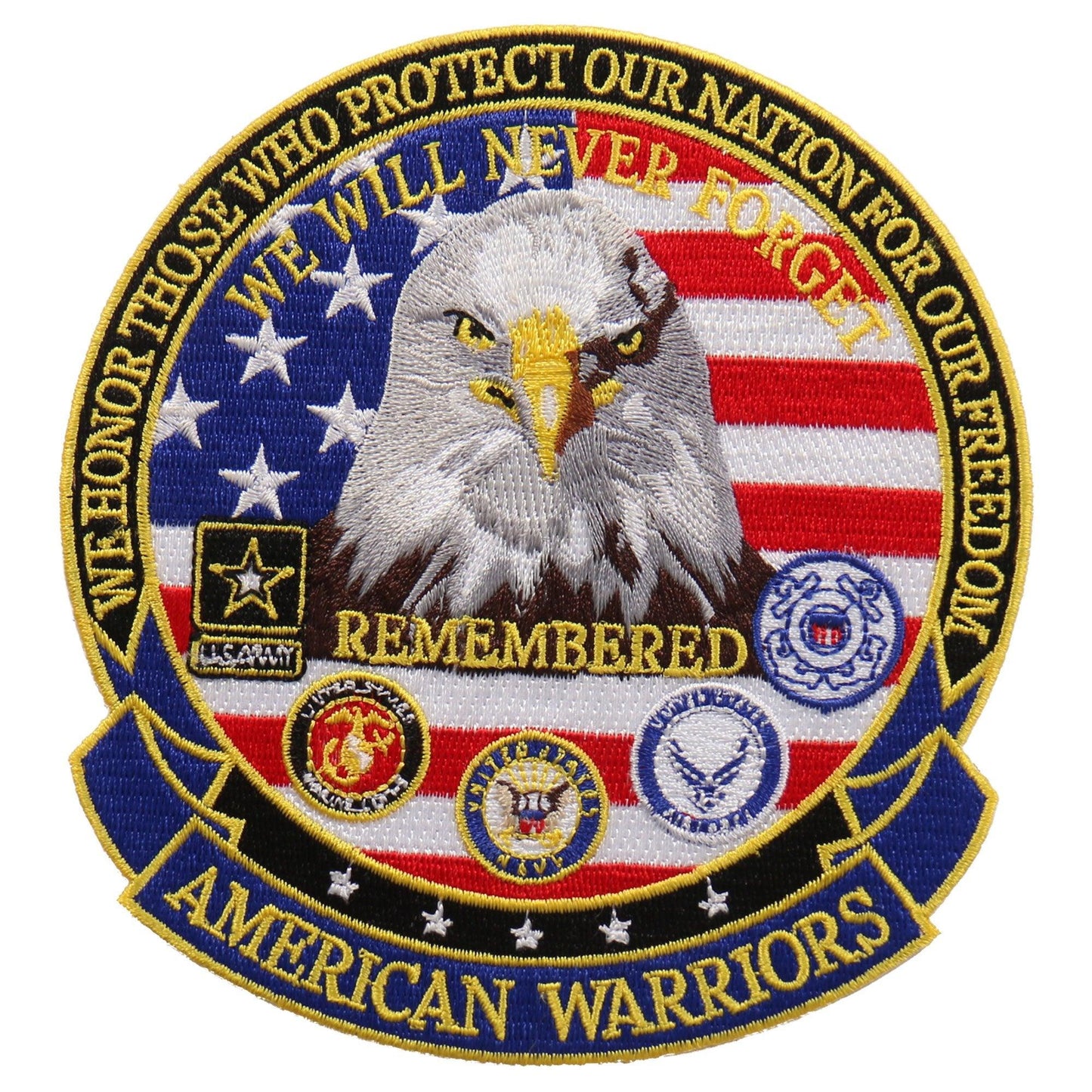 We Honor American Warriors 5" x 5" Patch - Military Republic