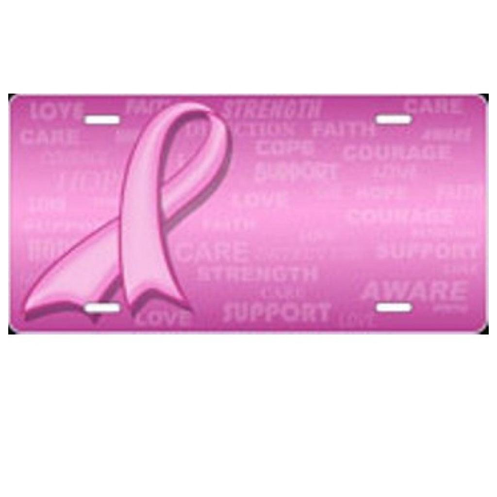 Weatherproof Pink Ribbon Offset Airbrush License Plate – Military Republic