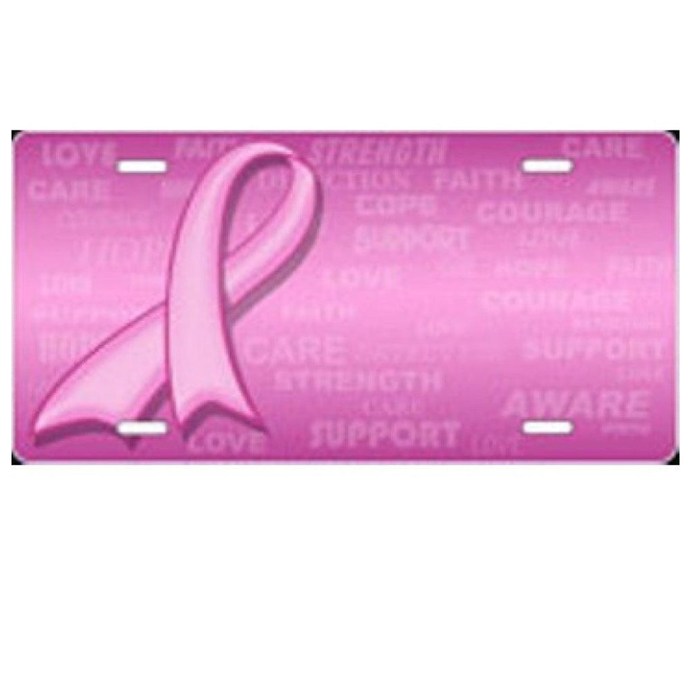 Weatherproof Pink Ribbon Offset Airbrush License Plate - Military Republic