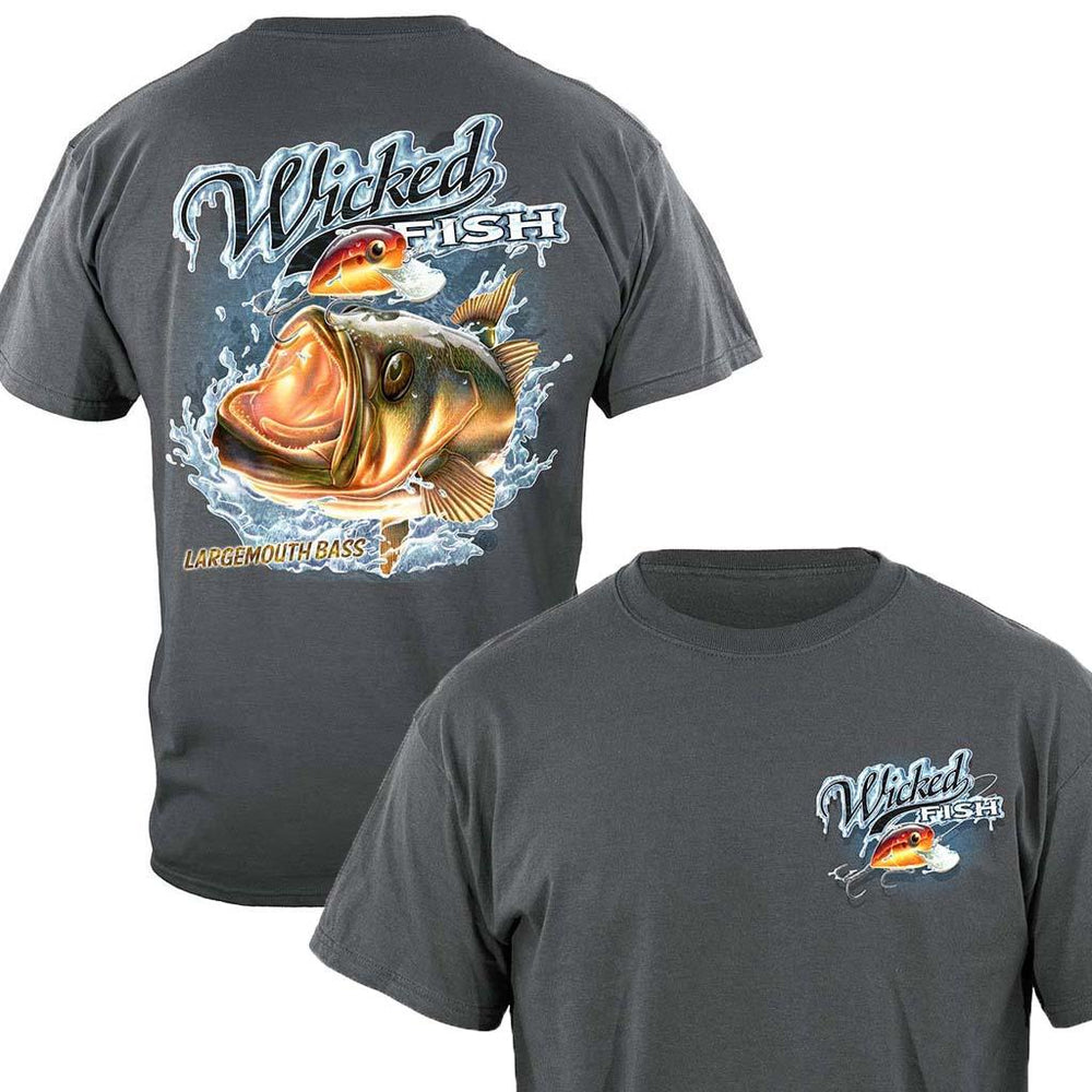 Wicked Fish Large Mouth Bass T-Shirt - Military Republic