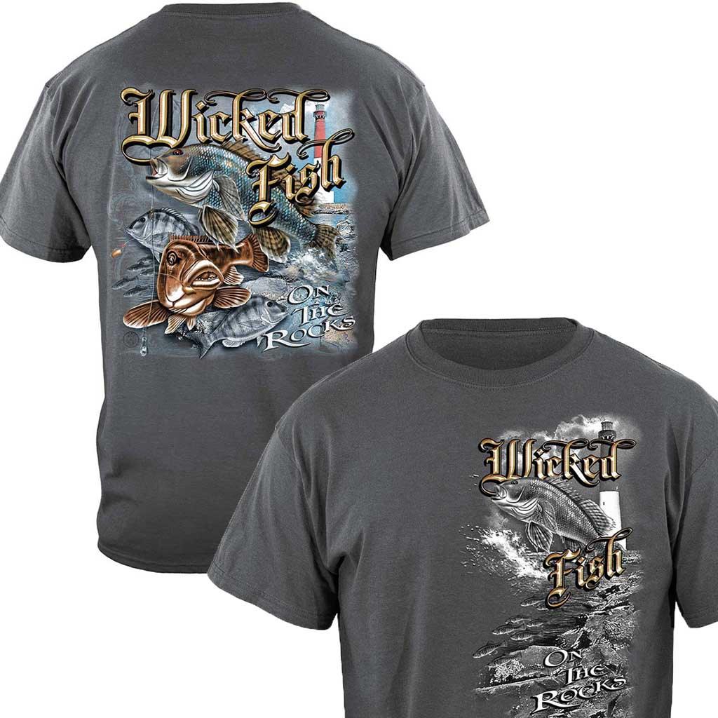Wicked Fish On The Rocks T-Shirt - Military Republic