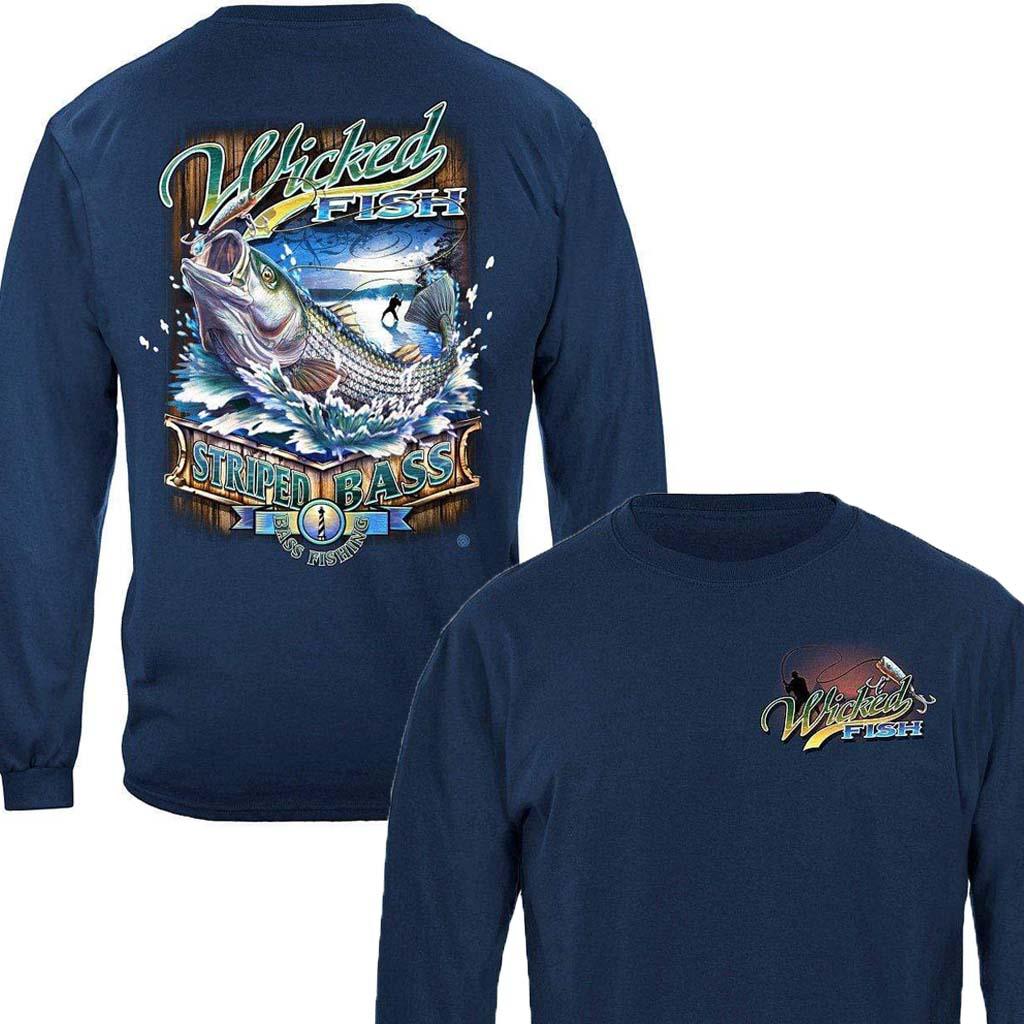 Wicked Fish Striped Bass Long Sleeve Shirt - Military Republic