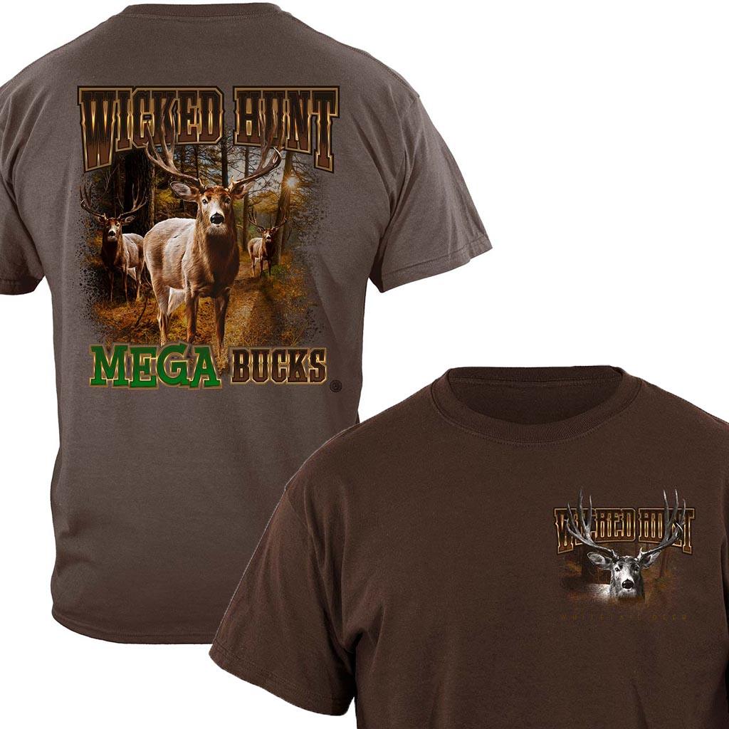 Wicked Hunt Mega Bucks Whitetail Deer T-shirt - Military Republic