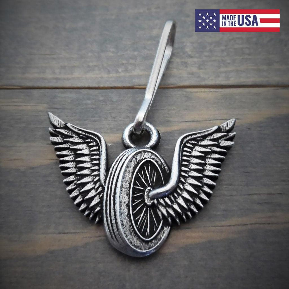 Wings Wheel Motorcycle Guardian Zipper Pull - Military Republic