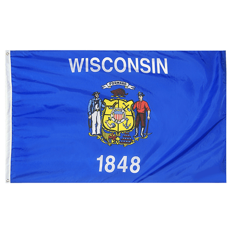 Wisconsin State Nylon Outdoors Flag- Sizes 2' to 10' Length - Military Republic