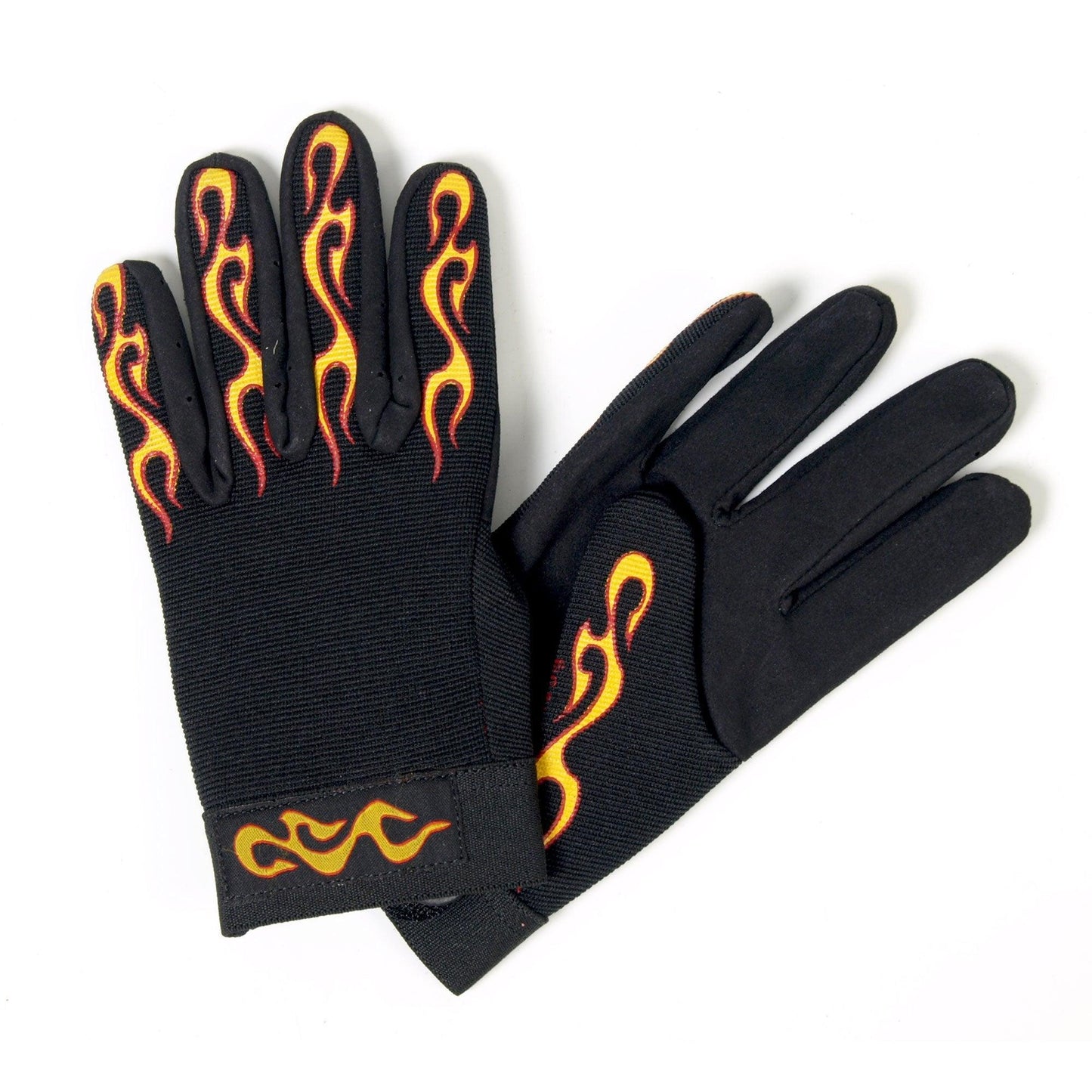 Yellow & Red Flame Mechanics Motorcycle Gloves - Military Republic