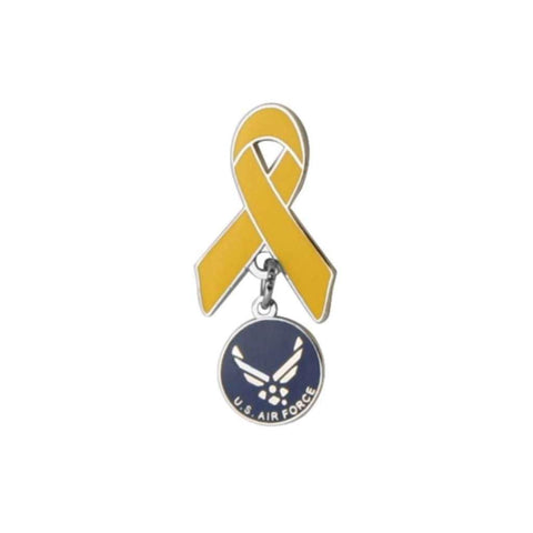 Yellow Ribbon with U.S Air Force Symbol Charm Lapel Pin - Military Republic
