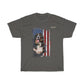 Bernese Mountain Dog with Distressed USA Flag Patriotic T-shirt - Military Republic